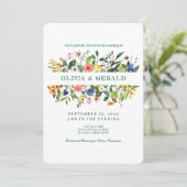 Spring Wildflowers Watercolor Wedding Invitation  Einladung (Stehend Vorderseite)