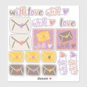 Spring With Love Envelopes and Hearts Aufkleber (Blatt)