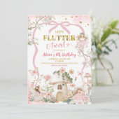 Spring woodland fairy flutter and twirl birthday einladung (Stehend Vorderseite)