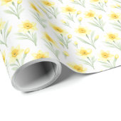Spring Yellow Daffodil Floral Wrapping Paper Geschenkpapier (Rolleneckpunkt)