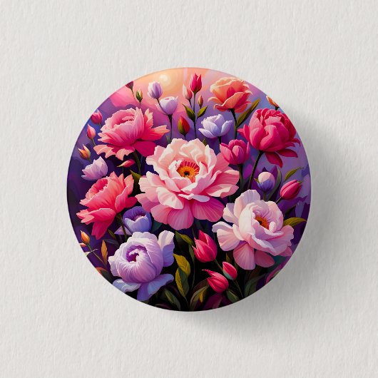 Spring Zen Sunrise Pink Blossom Garden  Button (Vorderseite)
