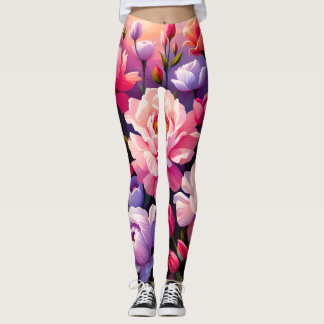 Spring Zen Sunrise Pink Blossom Garden  Leggings