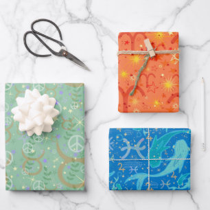 Spring Zodiac trio Pisces Aries Taurus Geschenkpapier Set