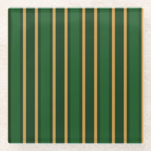 Springbok, grün und goldfarbene Streifen Glasuntersetzer