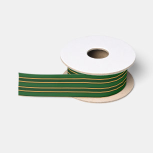 Springbok, grün und goldfarbene Streifen Satinband