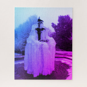 Springbrunnen im Abend gefroren Puzzle