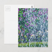 Springbrunnen und lila Blume Postkarte (Vorne/Hinten)