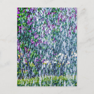 Springbrunnen und lila Blume Postkarte