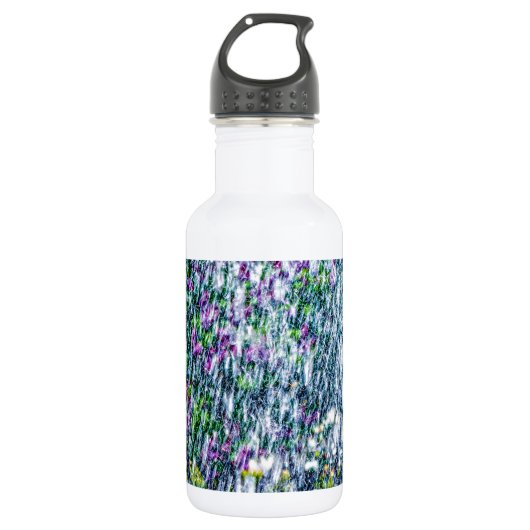 Springbrunnen und lila Blume Trinkflasche (Vorderseite)