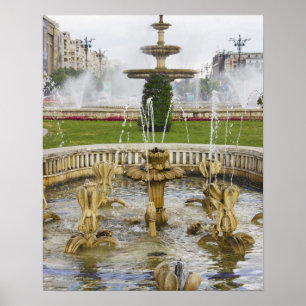 Springbrunnen vor dem Parlamentspalast Poster