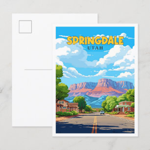 Springdale Utah Vintage-Reiseillustration Postkarte