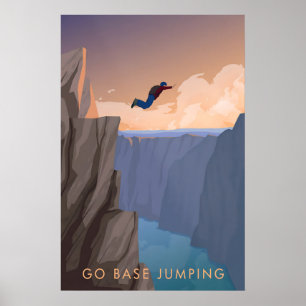 Springe mit dem Fallschirm von der Klippe Reisepla Poster