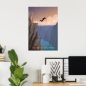 Springe mit dem Fallschirm von der Klippe Reisepla Poster (Heimbüro)