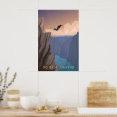 Springe mit dem Fallschirm von der Klippe Reisepla Poster (Küche)