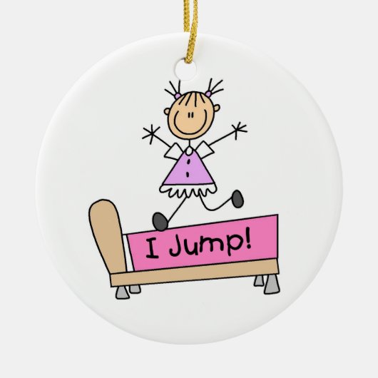 Springen auf das Strichmännchen-Girl Keramik Ornament (Vorne)