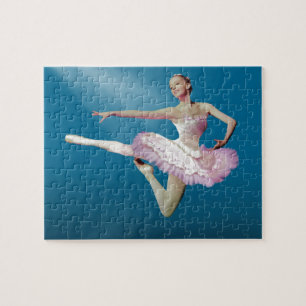 Springen der Ballerina auf Blau Puzzle