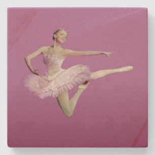 Springen der Ballerina im Rosa und im Weiß Steinuntersetzer