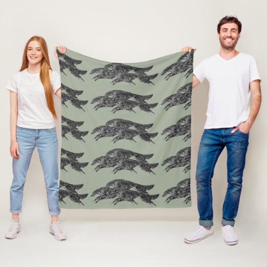 Springen der Borzoi-Fleece-Decke Fleecedecke (Beispiel)