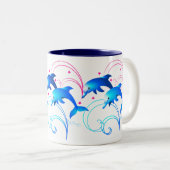 Springen der Delphine Zweifarbige Tasse (VorderseiteRechts)