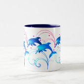 Springen der Delphine Zweifarbige Tasse (Mittel)