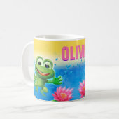 Springen der Frosch-Party-Name-Keramik-Tasse Kaffeetasse (Vorderseite Links)