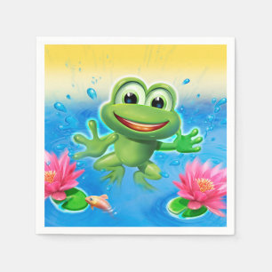 Springen der Frosch-Partyserviette Serviette