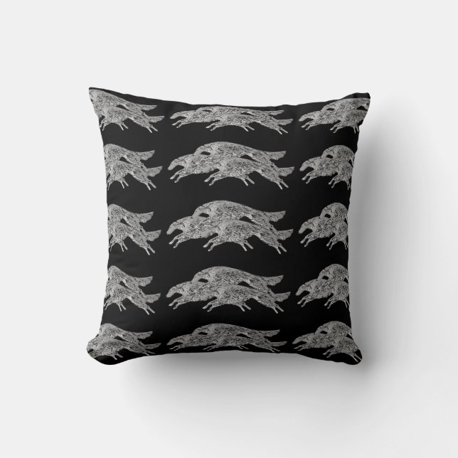 Springen des Borzoi-Wurfs-Kissens Kissen (Vorderseite)