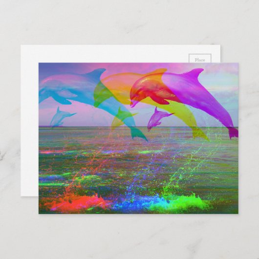 Springen des Delphinregenbogens Postkarte (Vorne/Hinten)