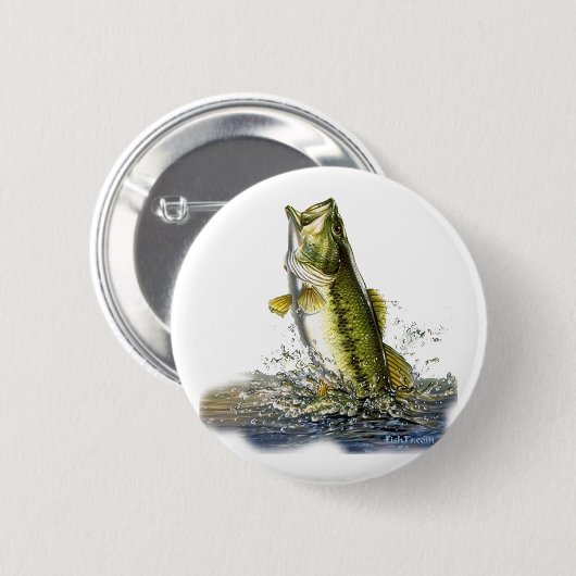Springen des Forellenbarschs Button (Vorne & Hinten)