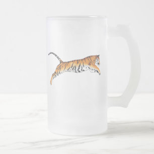 Springen des Tigers Mattglas Bierglas