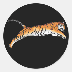 Springen des Tigers Runder Aufkleber