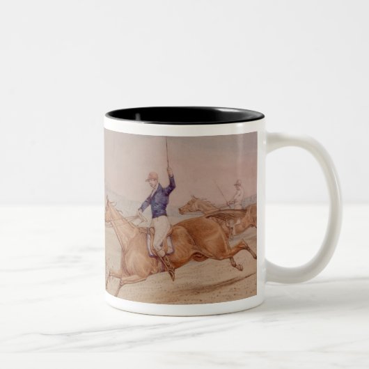 Springen eines Zauns Zweifarbige Tasse (Rechts)