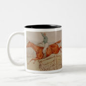 Springen eines Zauns Zweifarbige Tasse (Links)