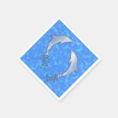 Springen funkelnder Blaue Dolphin mit Blasen Serviette (Ecke)