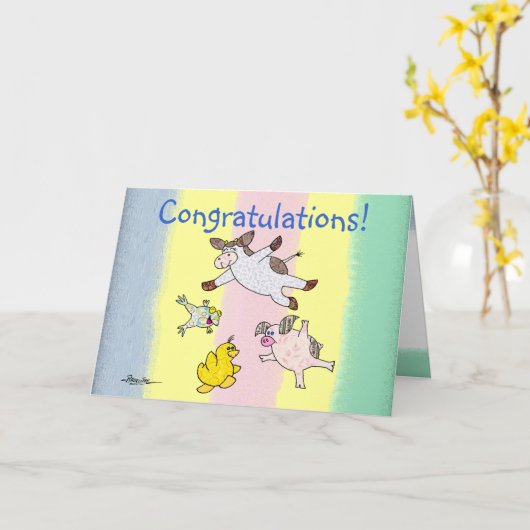 Springen für Freude Karte (Gelbe Blume)