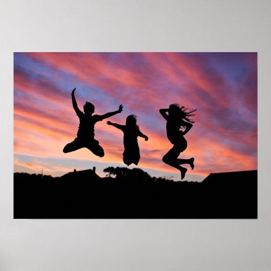 Springen in das Sunset-Poster Poster (Vorne)
