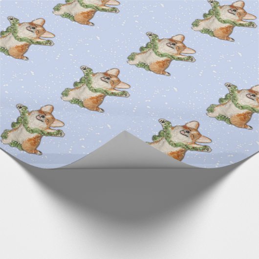 "Springen Sie für Freude!" Corgi-Packpapier Geschenkpapier (Ecke)