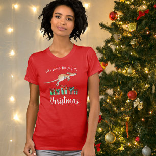 Springen Sie für Freude Känguru-WeihnachtsT - T-Shirt