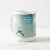 "Springen Sie" inspirational Kaffee-Tasse Kaffeetasse (Vorderseite Links)
