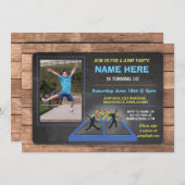 Springen Sie Trampoline, die blauer Geburtstag Einladung (Vorne/Hinten)