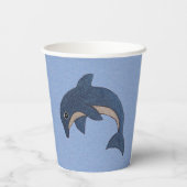 Springen Sparkle Blue White Dolphin auf Light Blue Pappbecher (Rückseite)