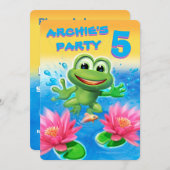 Springen Spaß-Geburtstagseinladung des Frosches Einladung (Vorne/Hinten)