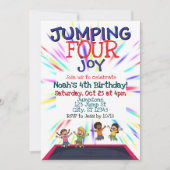 Springen vier Freude, Trampolin 4. Geburtstag Einladung (Vorderseite)