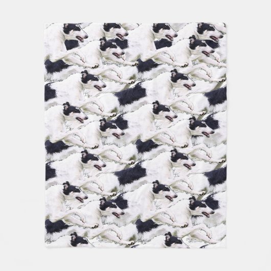 Springen von Borzoi-Plüsch-FleeceThrow Fleecedecke (Vorderseite)