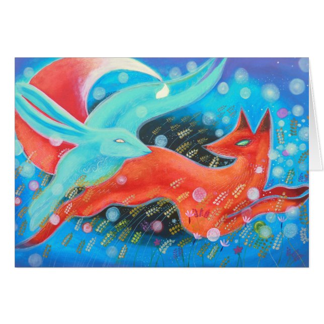 Springen von Fox mit Hasen (Vorderseite (Horizontal))