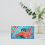 Springen von Fox mit Hasen Visitenkarte (Stehend Vorderseite)