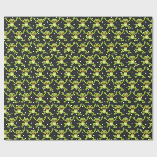 Springen von Fröschen auf Polka-Punkten Geschenkpapier (Flach)