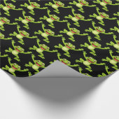 Springen von Fröschen auf Schwarz Geschenkpapier (Ecke)