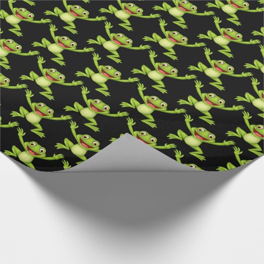 Springen von Fröschen auf Schwarz Geschenkpapier (Ecke)