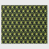 Springen von Fröschen auf Schwarz Geschenkpapier (Flach)